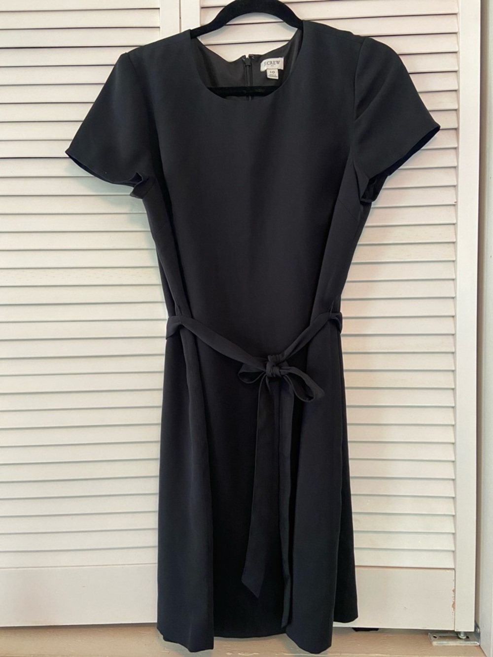 J. Crew Black Short-Sleeve Tie-Waist Midi Dress Woman’s Size 10